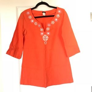 JCrew 100% Linen Tunic Orange Size 2
